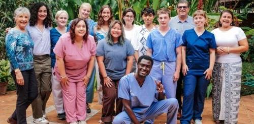 Photo of students in scrubs in Costa Rica